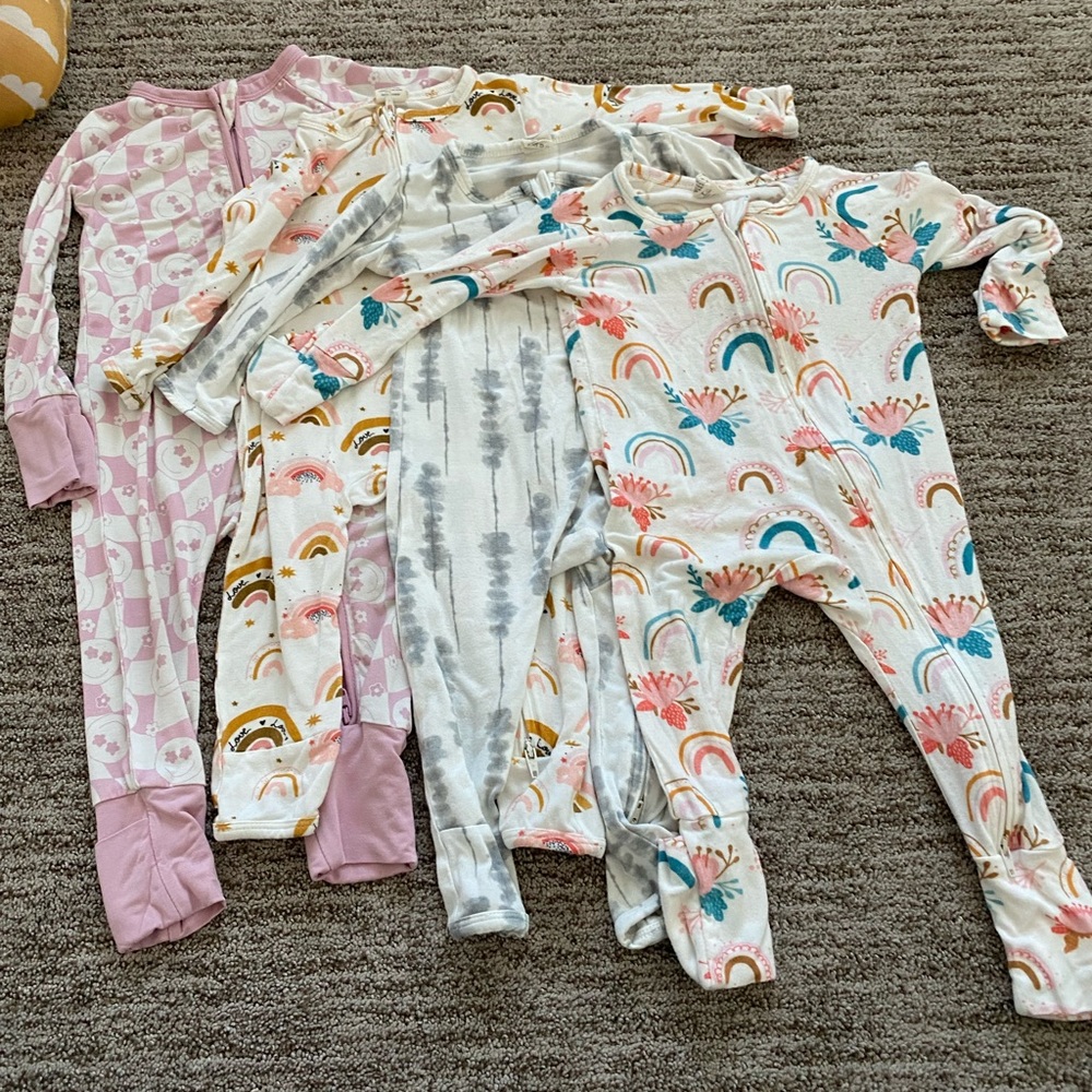 Bundle of 6 baby infant girl onesies pajamas
